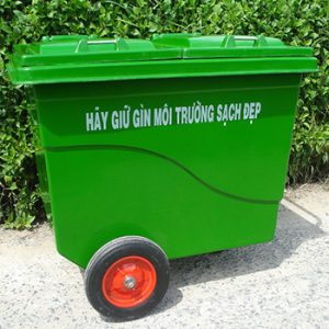 Thùng Rác 660 Lít Composite, 3 Bánh Đúc Đặc